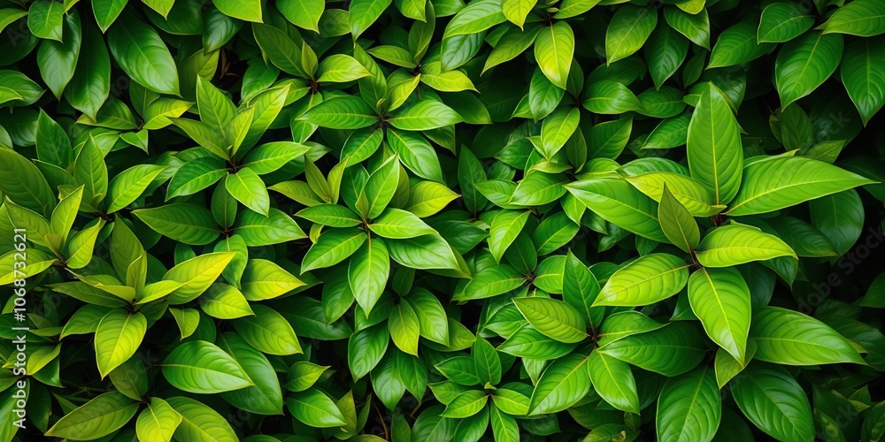 Fototapeta premium Lush tropical foliage with bright green leaves creating a vibrant background, tropical