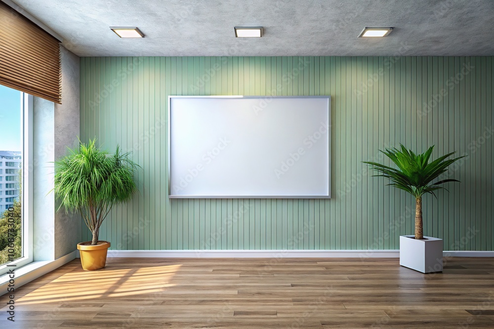 Minimalist Interior Wall Blank Board AI Photo Minimalist Interior Wall Blank Board AI Photo