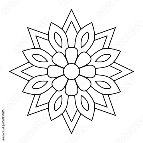 Outline Mandala for coloring Book Page, tattoo design, vector file