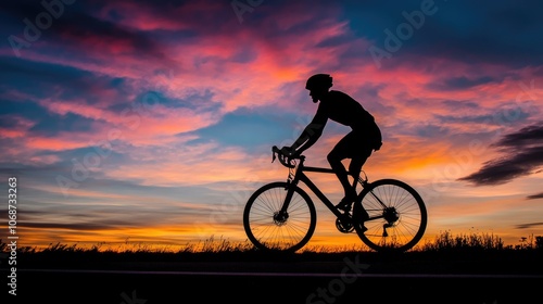 Wallpaper Mural Silhouette of Cyclist Against Vibrant Sunset Sky Torontodigital.ca