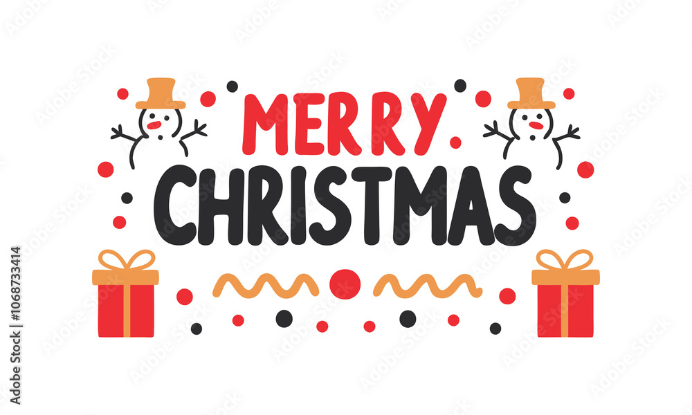 Fototapeta premium Merry Christmas typography illustration design