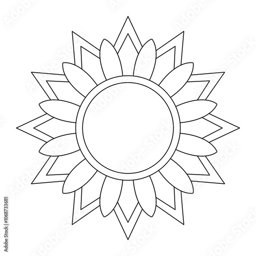 Simple floral mandala design for coloring book, vector file