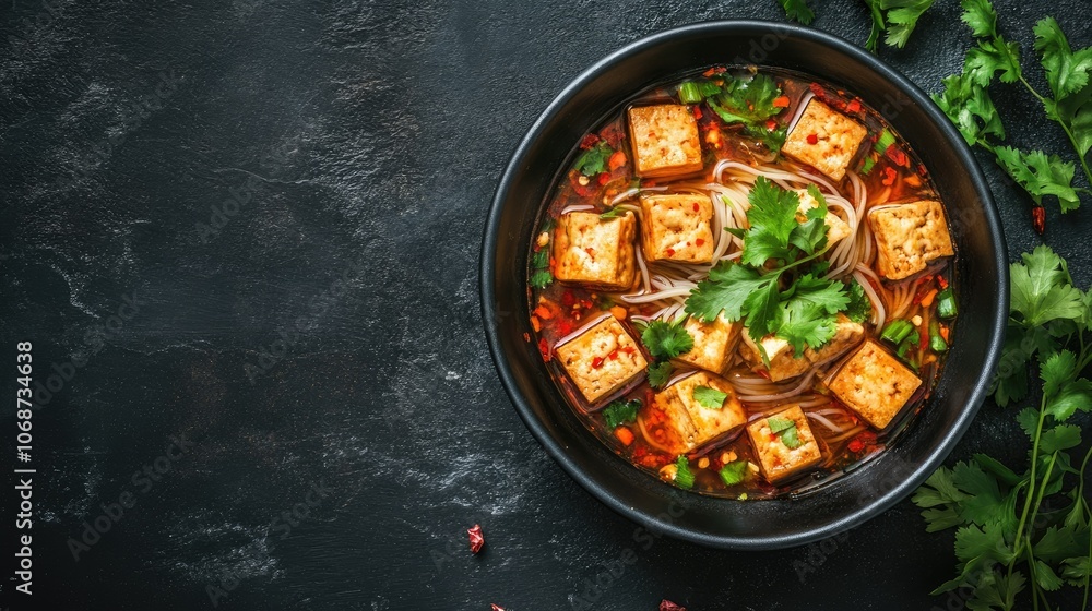 Delicious Tofu Noodle Soup with Fresh Herbs Delicious Tofu Noodle Soup with Fresh Herbs