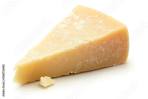 Parmesan Cheese Piece - Italian Parmigiano Reggiano Cheese - A single piece of Parmesan cheese, isolated on a white background