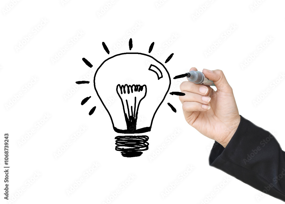 Hand drawn light bulbs representing a developing new idea on white background. Hand drawn light bulbs representing a developing new idea on white background.