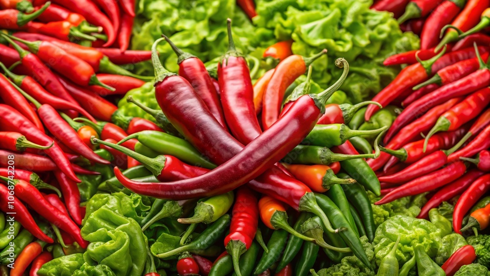 A floating group of vibrant red, green, and yellow chillis, arranged against a neutral or blurred background, highlighting the freshness and colorful variety of this popular vegetable. A floating group of vibrant red, green, and yellow chillis, arranged against a neutral or blurred background, highlighting the freshness and colorful variety of this popular vegetable.