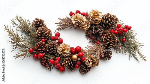 Spruce branches, decoration cones photo