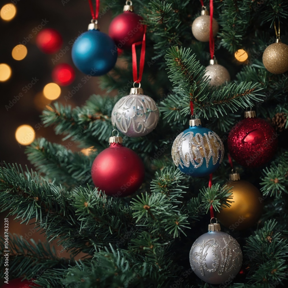 Fototapeta premium The tree glows with festive new year’s spirit