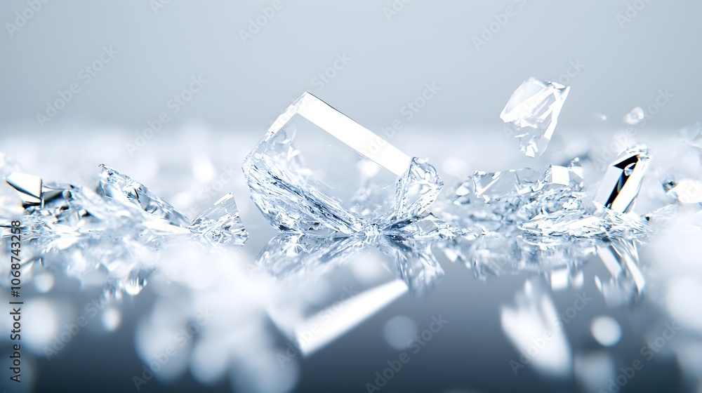 Shattered Glass Chaos - Reflections of a Fallen Cup Sharp Shards and Scattered Fragments on a Reflective Surface Shattered Glass Chaos - Reflections of a Fallen Cup Sharp Shards and Scattered Fragments on a Reflective Surface