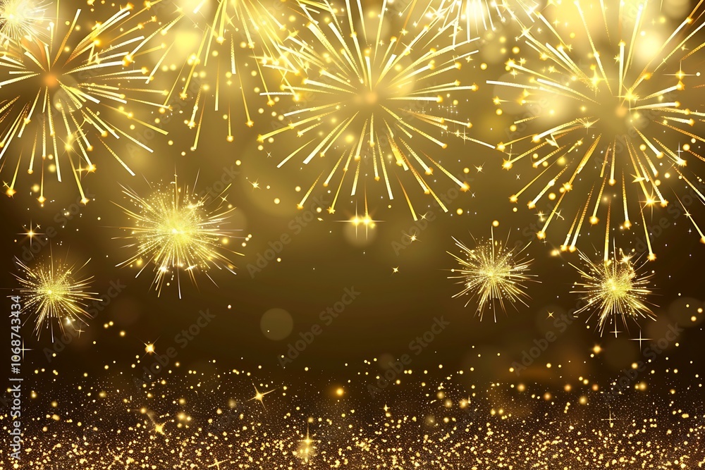 Golden Fireworks Bursting Brightly in the Night Sky Golden Fireworks Bursting Brightly in the Night Sky