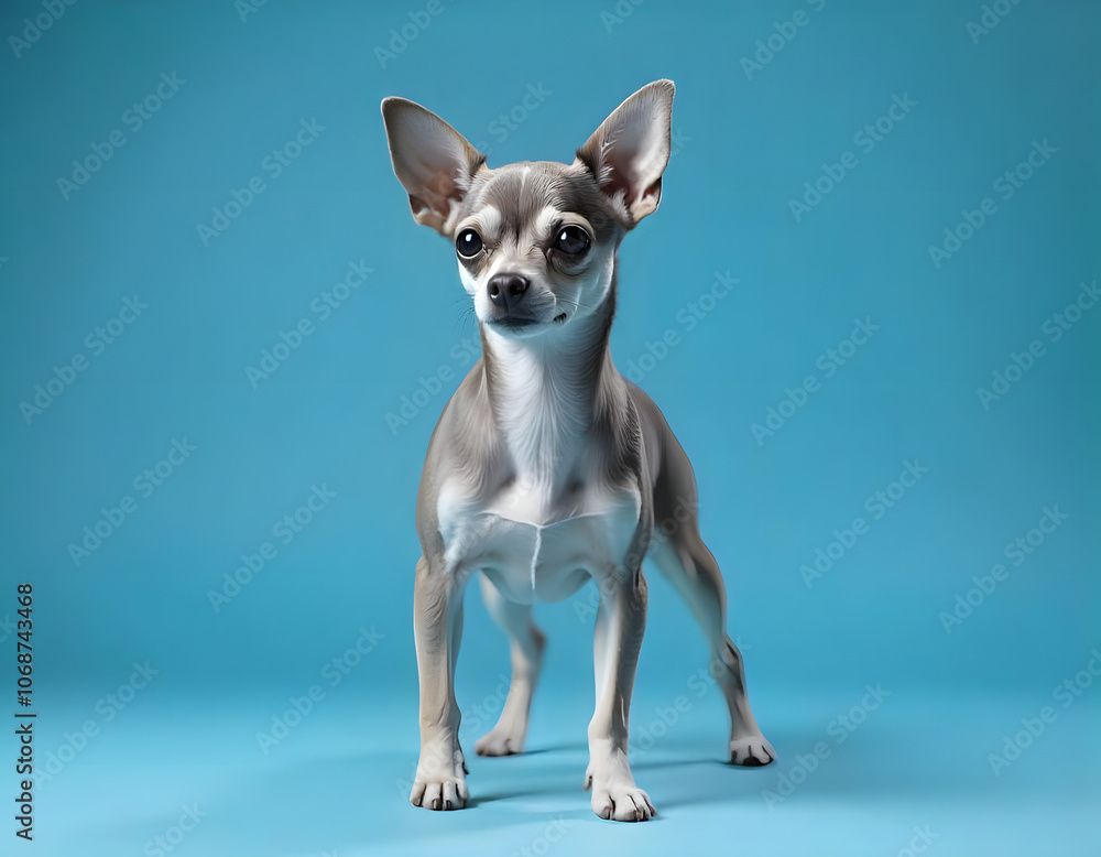Portrait of a dog with healthy fur against a bright studio background Portrait of a dog with healthy fur against a bright studio background