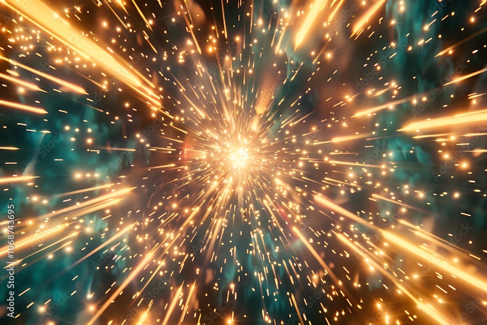 Abstract Radiant Fireworks Lighting Up the Night Sky Abstract Radiant Fireworks Lighting Up the Night Sky