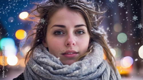 Wallpaper Mural portrait of a woman in winter Torontodigital.ca