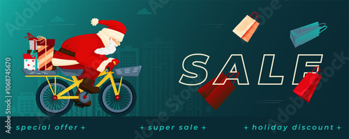 The advertising banner of the Christmas sale.
