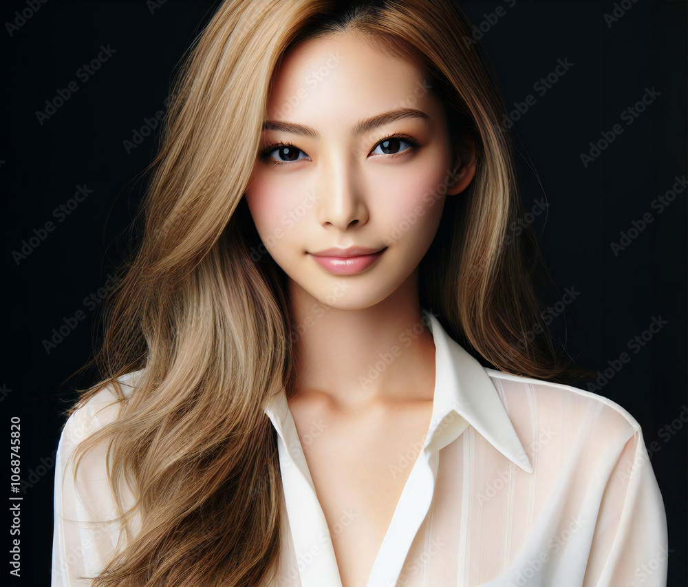 白いブラウスの美女