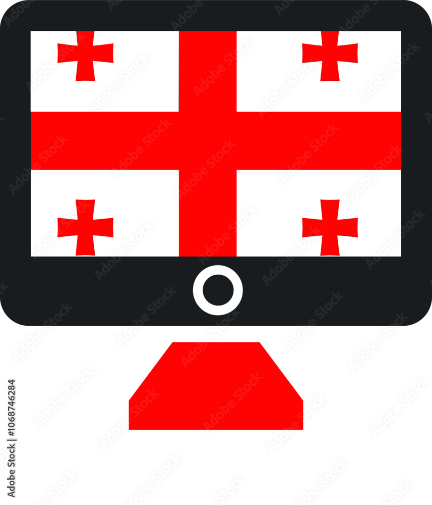 Fototapeta premium Georgia Flag On Monitor