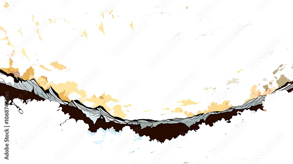 Abstract digital art with vibrant colors and a black background, reminiscent of a mountain range with peaks and valleys.