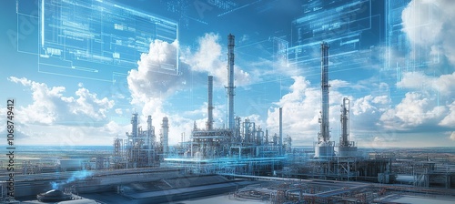 A digital oil and gas production plant with holographic data visualization
