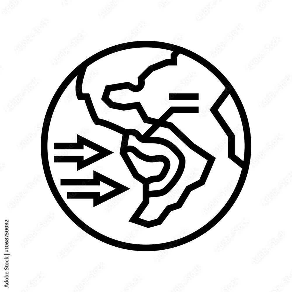 path map hurricane disaster line icon vector. path map hurricane disaster sign. isolated contour symbol black illustration path map hurricane disaster line icon vector. path map hurricane disaster sign. isolated contour symbol black illustration