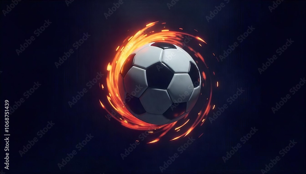 Naklejka premium High-Impact Soccer Ball in Blazing Flames