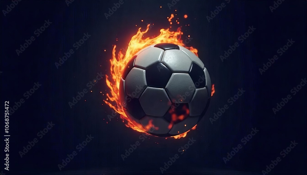 Fototapeta premium Neon Soccer Ball with Fiery Sparks