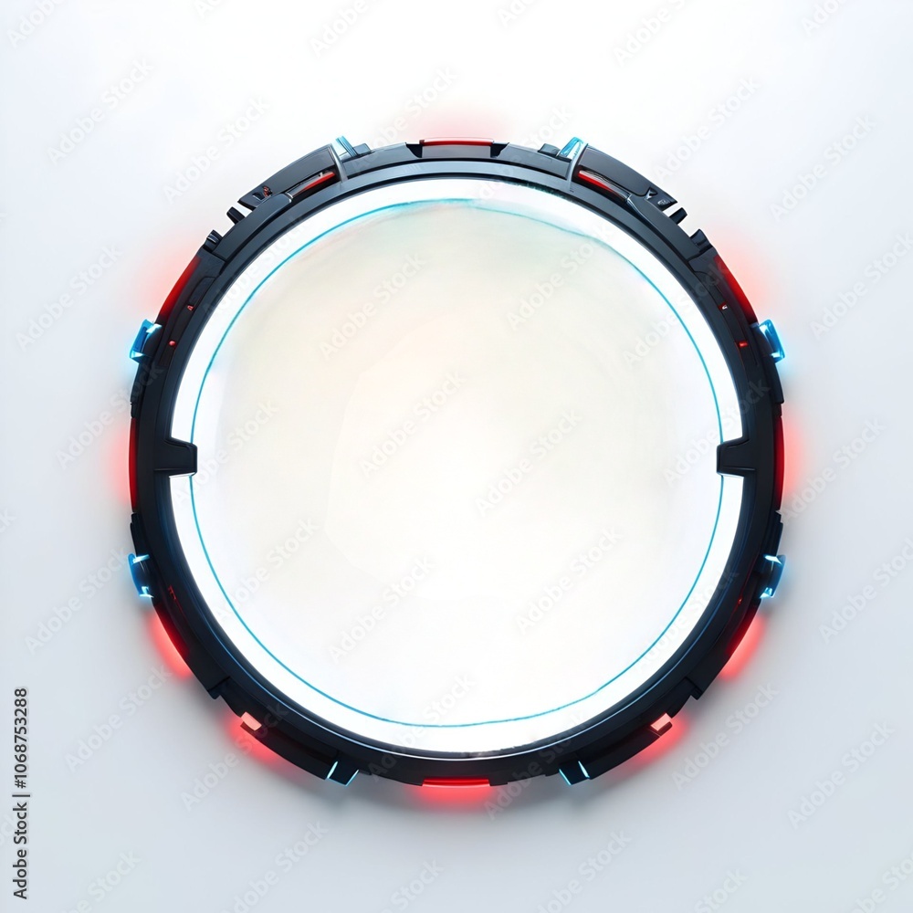 Fototapeta premium cyberpunk style futuristic border, perfect circle,