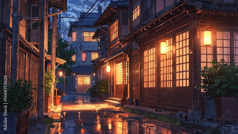 Cozy Tokyo Street at Night in Anime Style Cozy Tokyo Street at Night in Anime Style