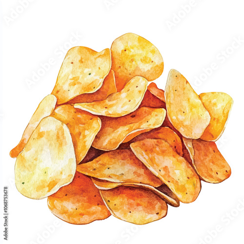 Chips watercolor clipart illustration