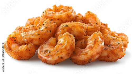 Food, Salty, Cajun Shrimp, Photo Realistic, White Background, Wallpaper, Cover and Screen for Smartphone, PC, Laptop, 9:16 and 16:9 Format