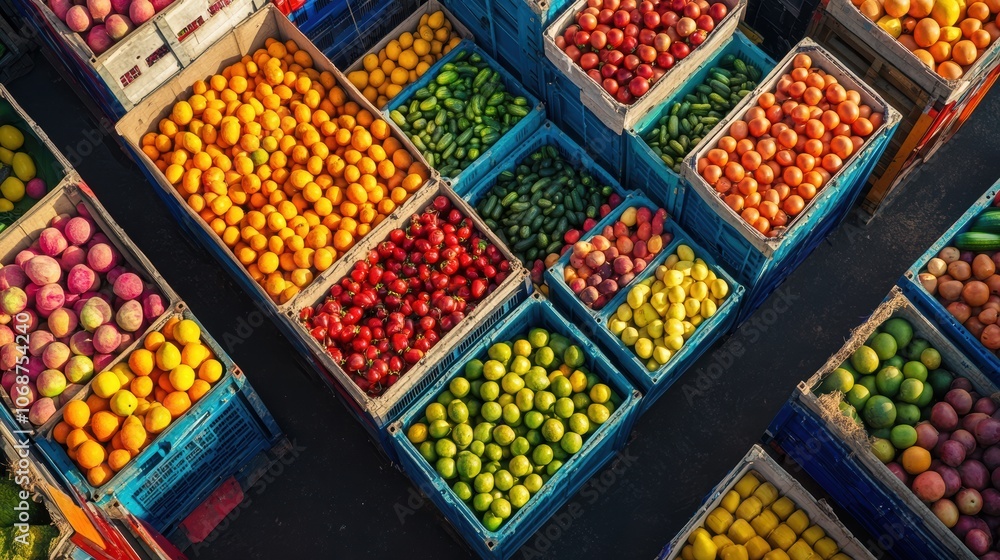 Obraz premium Vibrant Agricultural Warehouse Filled with Fresh Produce