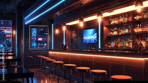 Modern Anime-Inspired Bar Interior Design