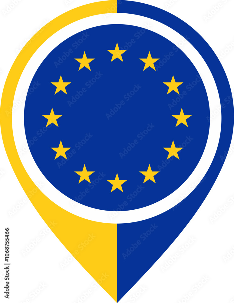 Map Icon Inside European Union Flag Map Icon Inside European Union Flag