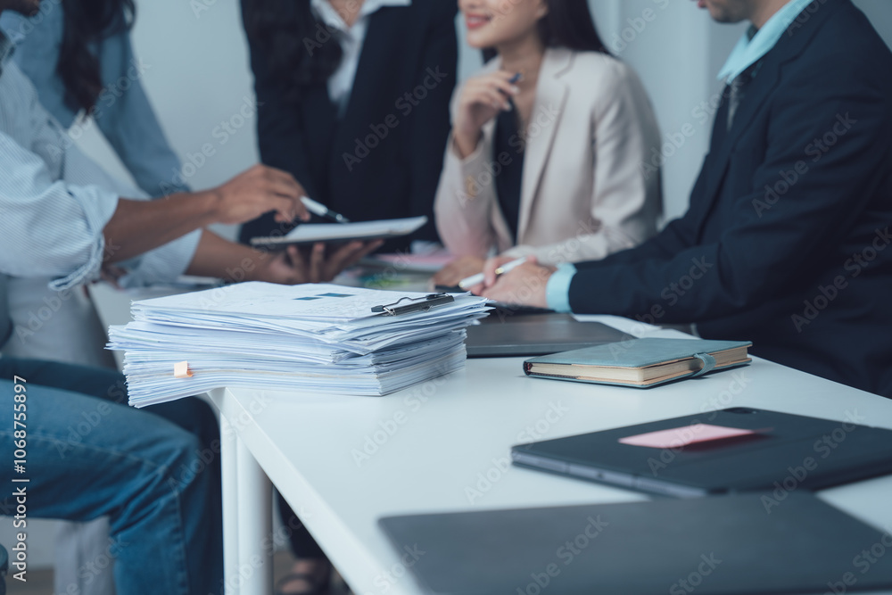 Business Professionals Collaborate: A diverse group of business professionals engage in a collaborative discussion. Business Professionals Collaborate: A diverse group of business professionals engage in a collaborative discussion.