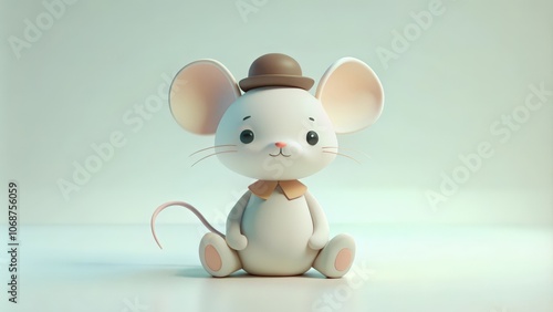 A Cartoon Mouse Wearing a Brown Hat and a Collar