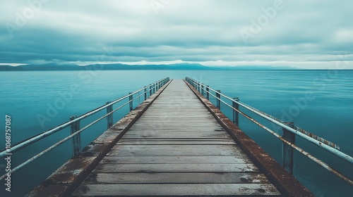 A long pier stretching into the sea.