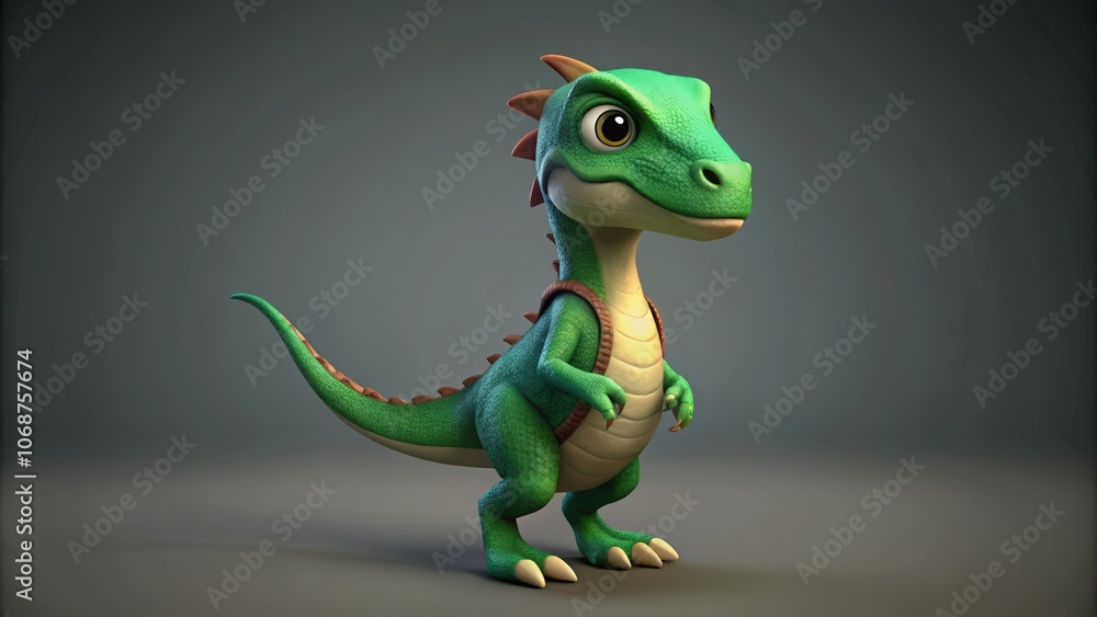 Green Dinosaur Character with Spiked Back and Backpack Green Dinosaur Character with Spiked Back and Backpack