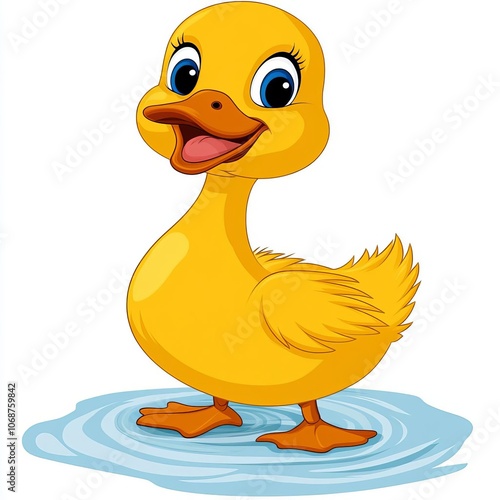 Cheerful Cartoon Duck in Colorful 2D Illustration