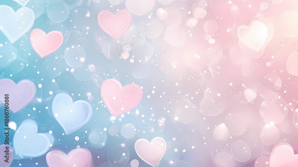Tender and Romantic Valentine's Day Background with Pastel Pink and Blue Colors and Hearts Tender and Romantic Valentine's Day Background with Pastel Pink and Blue Colors and Hearts