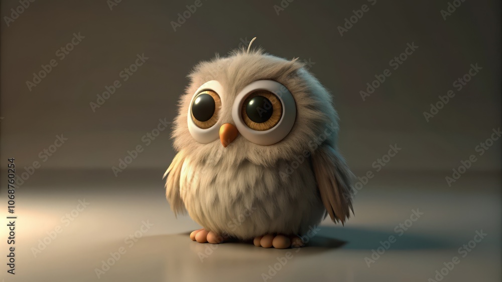 Fototapeta premium A Fluffy White Owl with Large Eyes