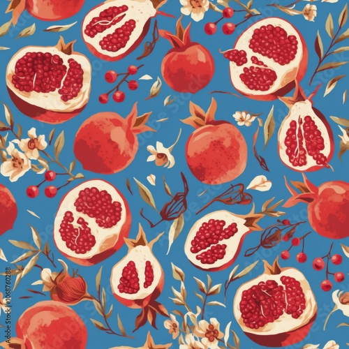 seamless pattern with pomegranate 