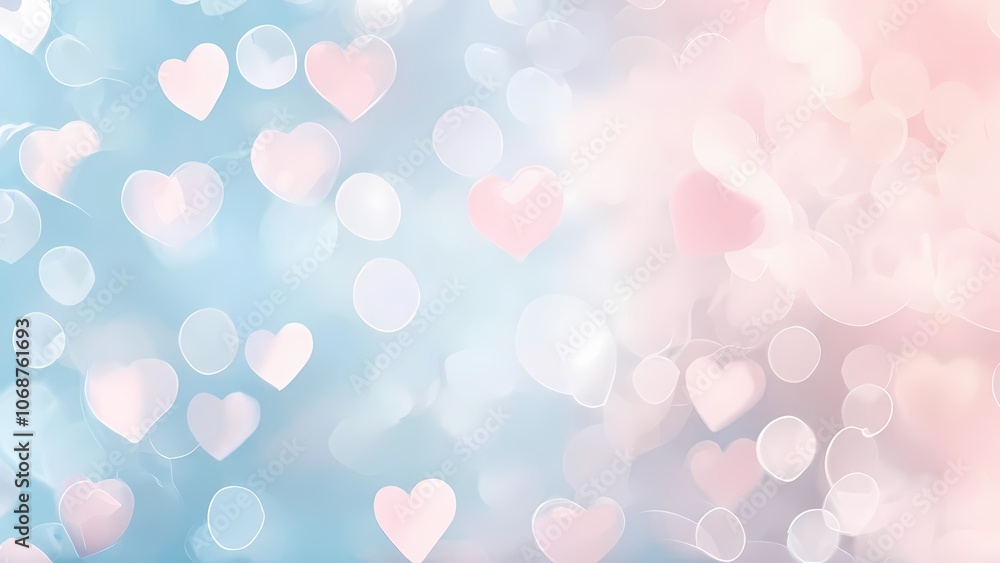 Tender and Romantic Valentine's Day Background with Pastel Pink and Blue Colors and Hearts Tender and Romantic Valentine's Day Background with Pastel Pink and Blue Colors and Hearts
