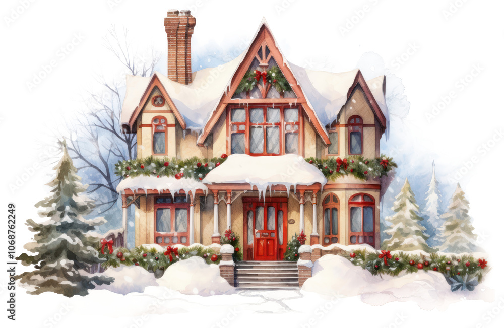 Fototapeta premium PNG Vintage House house architecture christmas.