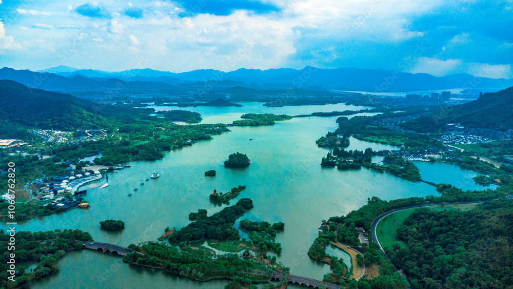 Fototapeta premium Shaoxing City, Zhejiang Province - Aerial Photography of Jiangnan Water Village
