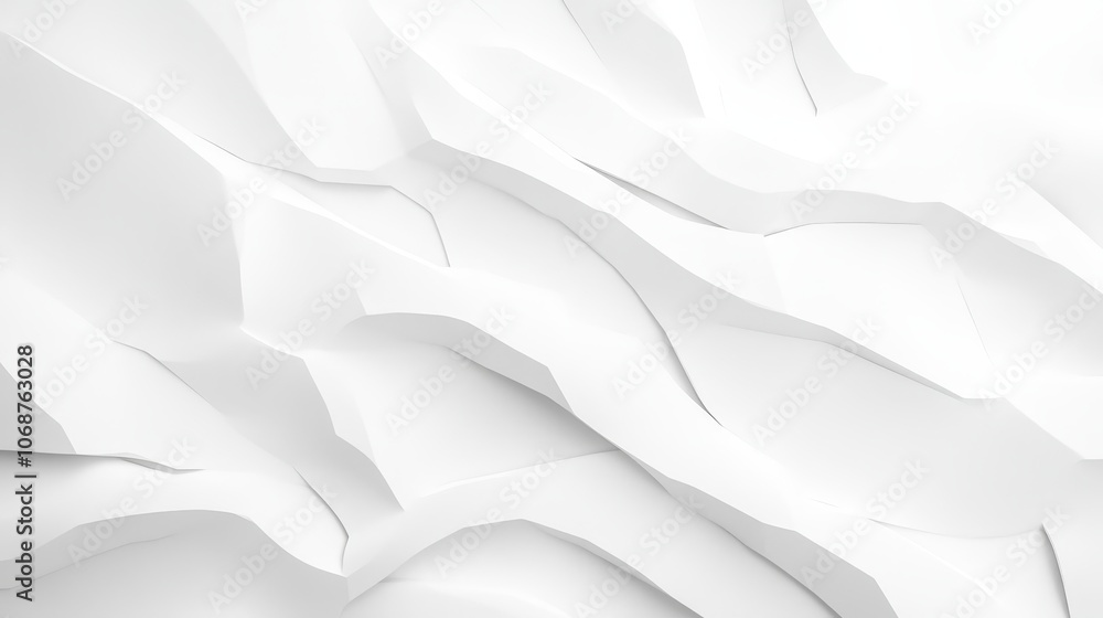 Fototapeta premium Abstract white crumpled paper background texture. Clean, simple, minimalist design for backgrounds, presentations, and branding.