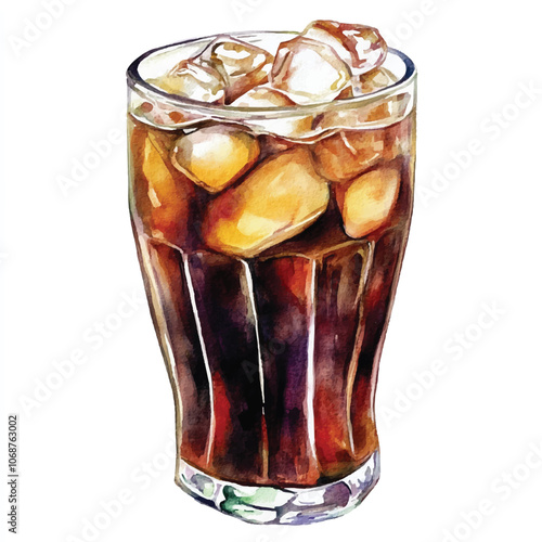 Coke drink watercolor clipart illustration