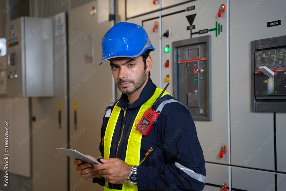 Engineer is working on the basement of high rise building. Engineer is working on the basement of high rise building.