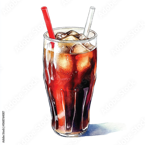 Coke drink watercolor clipart illustration