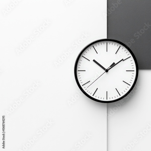 A black and white clock with white hands showing the time of 11:30