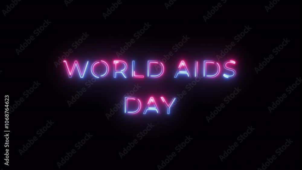 World AIDS Day neon text animation for social awareness symbol with Seamless looping video World AIDS Day neon text animation for social awareness symbol with Seamless looping video