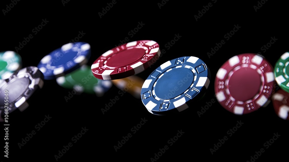casino chips flying in the air against a black background casino chips flying in the air against a black background